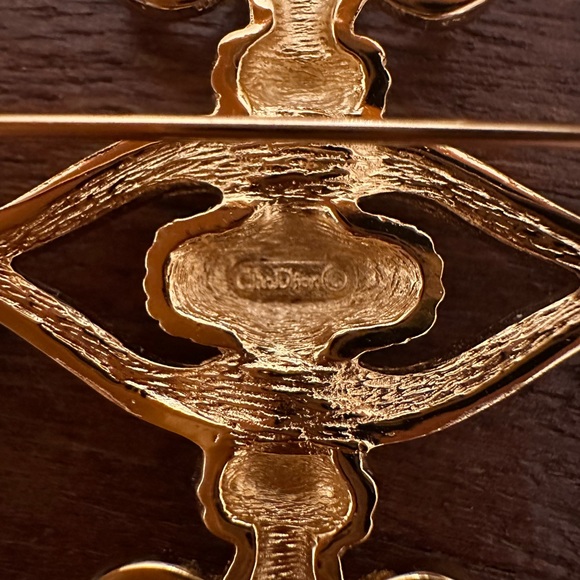 Vintage Christian Dior Gold Crystal Cross Brooch Signed Chr Dior Statement - Picture 7 of 7